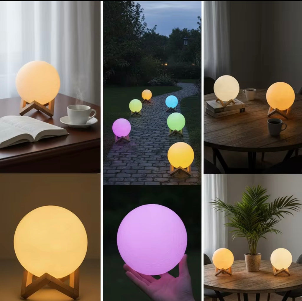 USB Night Lamp 3D Print Moon Lamp Luminaria Night Light Led Touch Dimmable Multiple Color Change Bedside Lamps