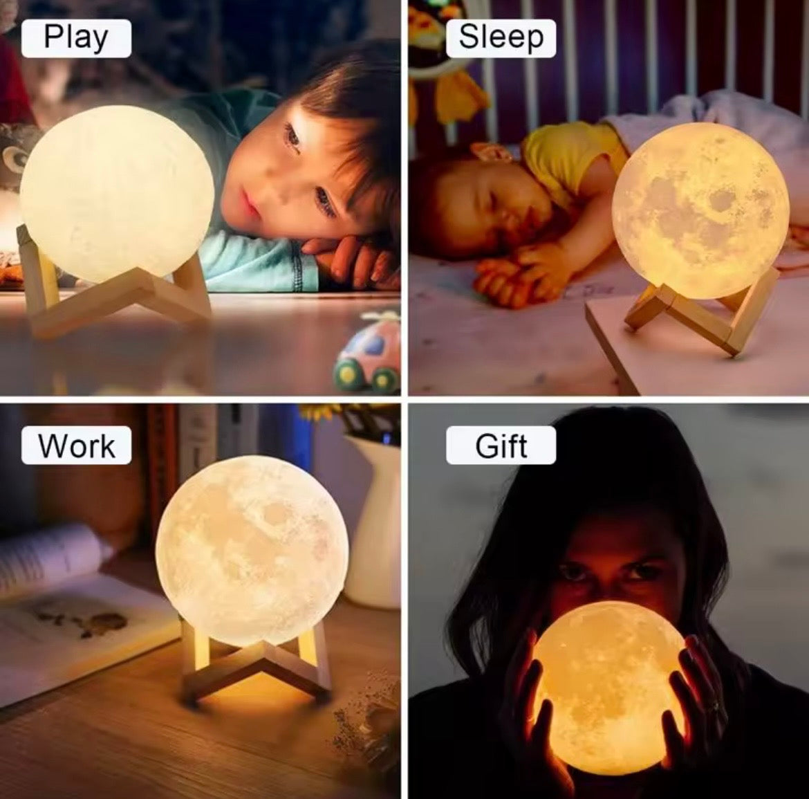 USB Night Lamp 3D Print Moon Lamp Luminaria Night Light Led Touch Dimmable Multiple Color Change Bedside Lamps