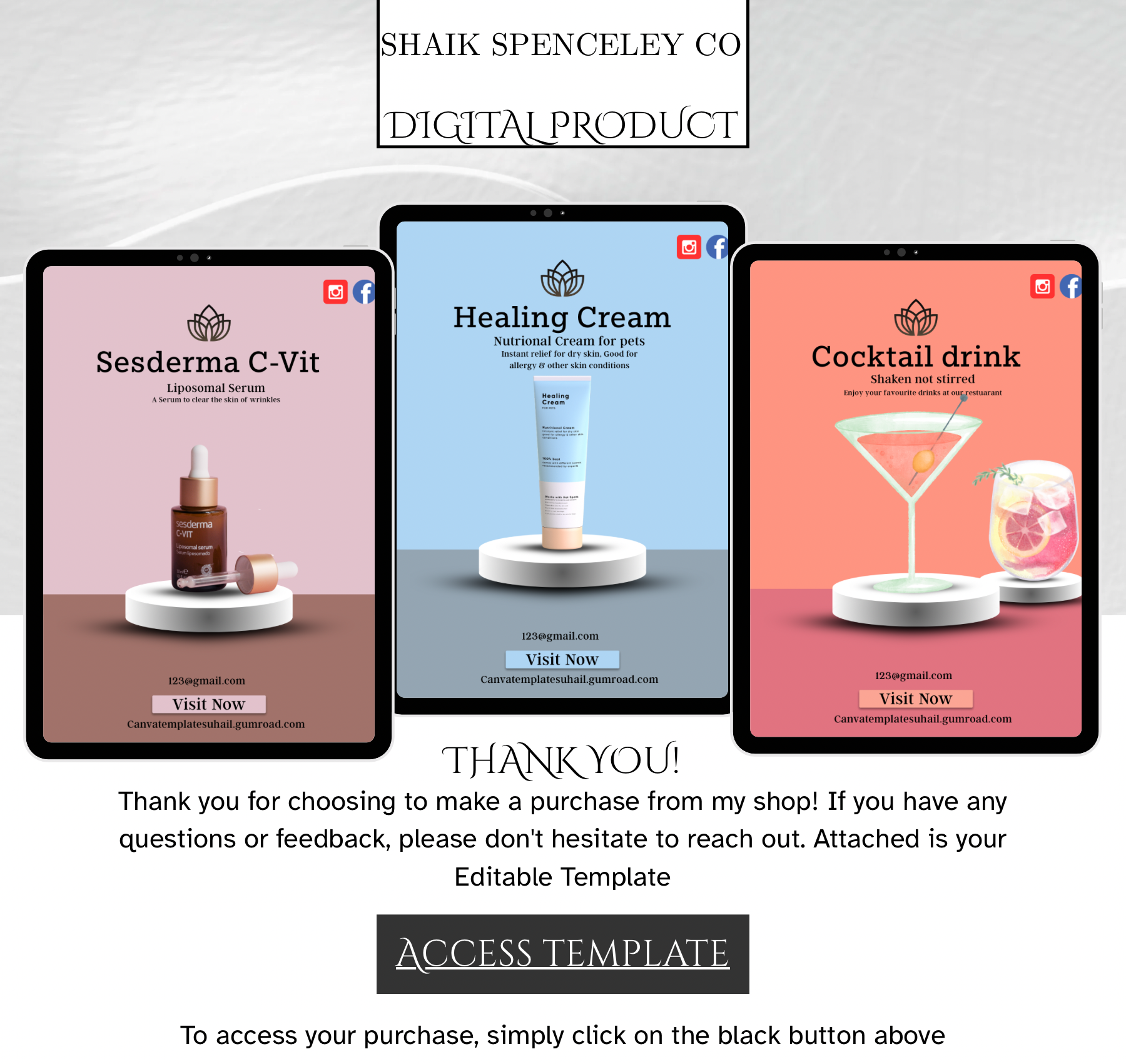 Editable Social Media Product Post Template – Digital Download Canva Edit