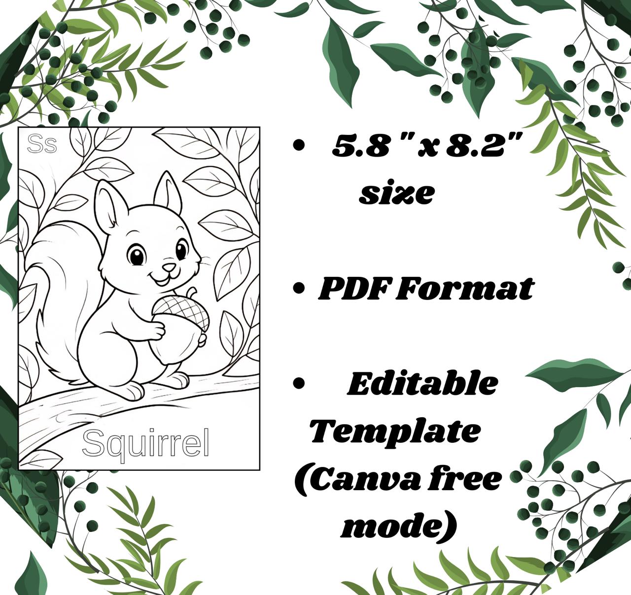 ABC Alphabet Coloring Book,26 Pages Baby’s First ABC Book, Animal Theme Alphabet Book, Baby Shower Game Or Activity Book, Printable PDF