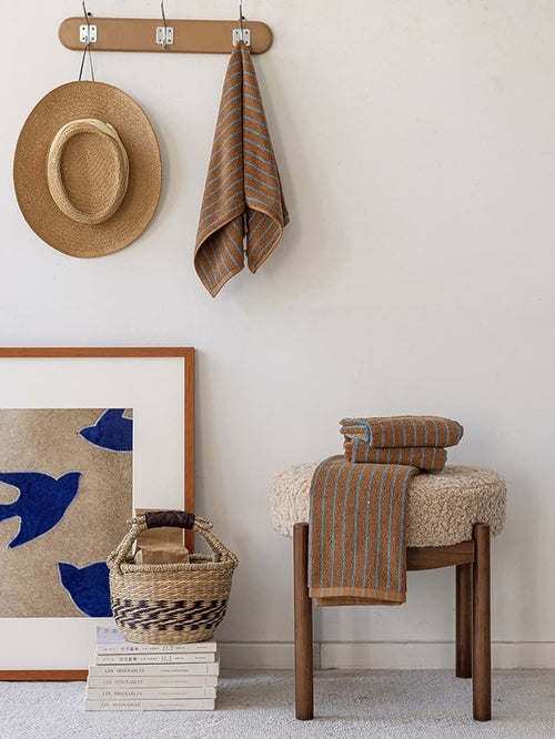 Soft Absorbent Retro Stripe Bath Towel - 100% Organic Cotton