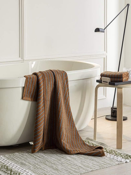 Soft Absorbent Retro Stripe Bath Towel - 100% Organic Cotton