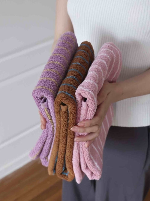 Soft Absorbent Retro Stripe Bath Towel - 100% Organic Cotton