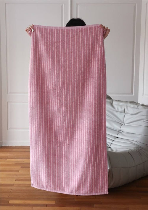 Soft Absorbent Retro Stripe Bath Towel - 100% Organic Cotton